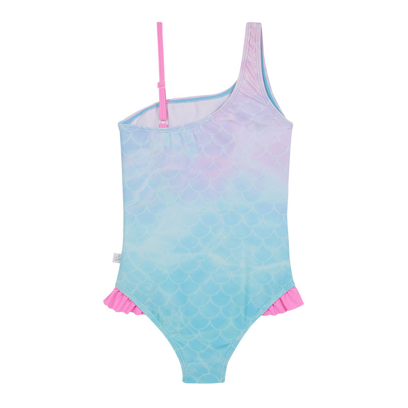 TRAJE DE BAÑO ENTERO UN HOMBRO UV50+ PARA NIÑA ROSADO - 2