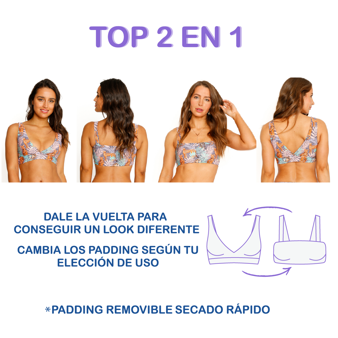 TRAJE DE BAÑO MUJER H2O WEAR BIKINI TOP TWO WAYS PARA MORADO - 3