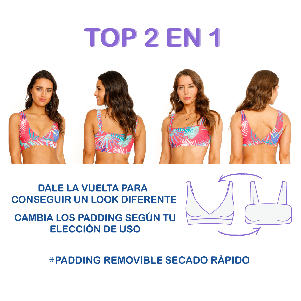 TRAJE DE BAÑO MUJER H2O WEAR BIKINI TOP TWO WAYS PARA AZUL - 3