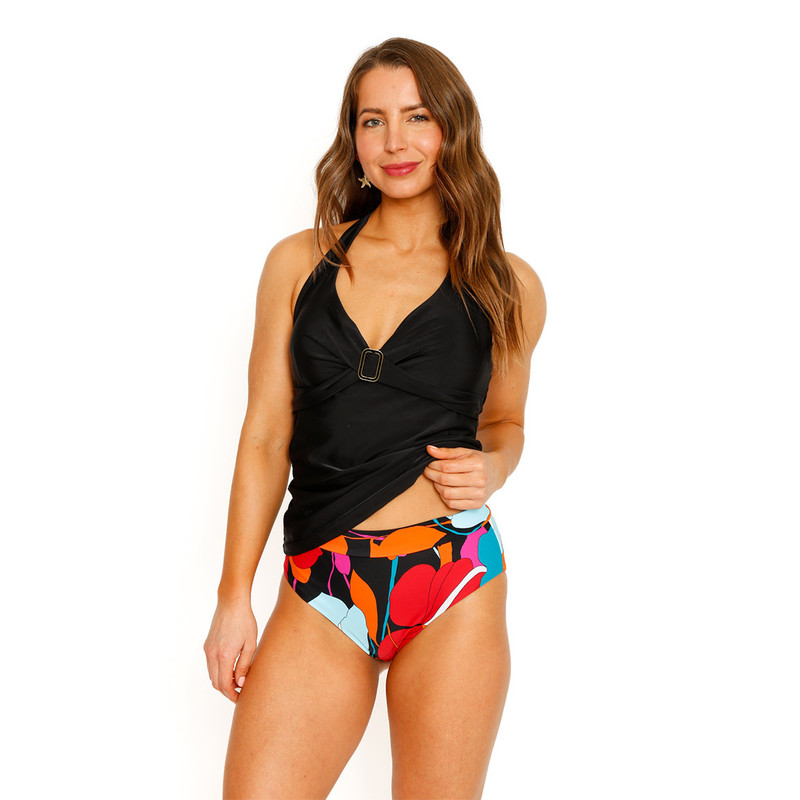 TRAJE DE BAÑO MUJER H2O WEAR TANKINI TOP HALTER LISO PARA NEGRO - 2