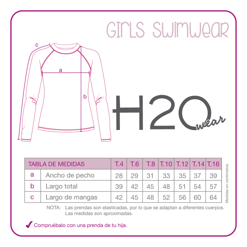 TRAJE DE BAÑO NIÑA H2O WEAR POLERA UV50+ MANGA LARGA - 3