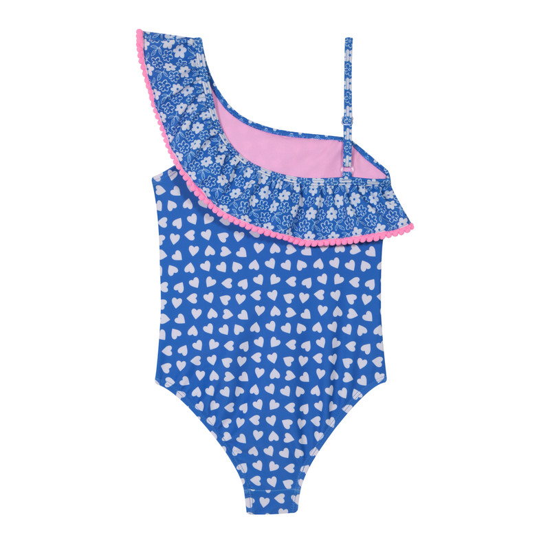 TRAJE DE BAÑO NIÑA H2O WEAR AZUL UN HOMBRO UV30+ POMPOM - 2