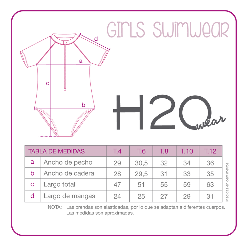 TRAJE DE BAÑO NIÑA H2O WEAR FUCSIA MANGA LARGA UV30+ - 4