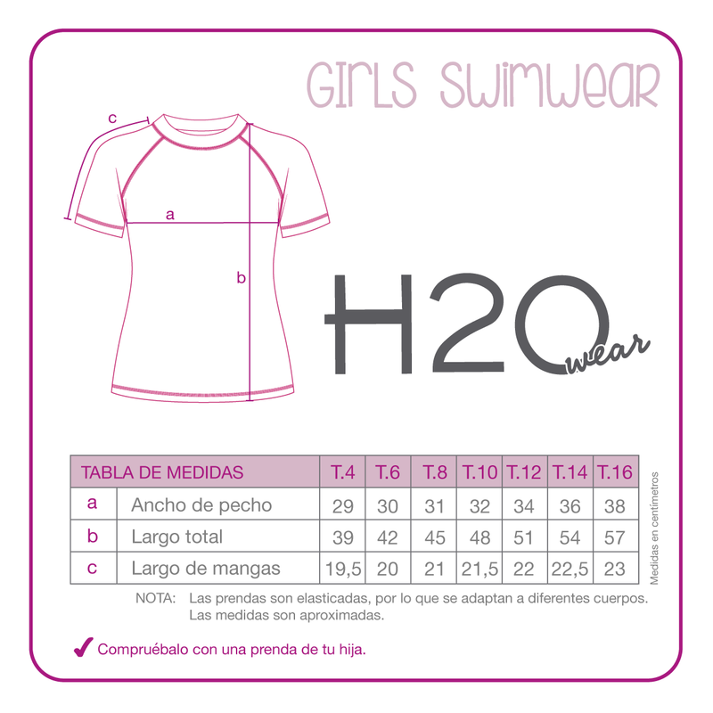 TRAJE DE BAÑO NIÑA H2O WEAR POLERA UV50+ MANGA CORTA - 3