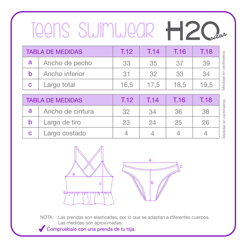 TRAJE DE BAÑO NIÑA H2O WEAR TEENS TANKINI UV30+ VUELOS - 3