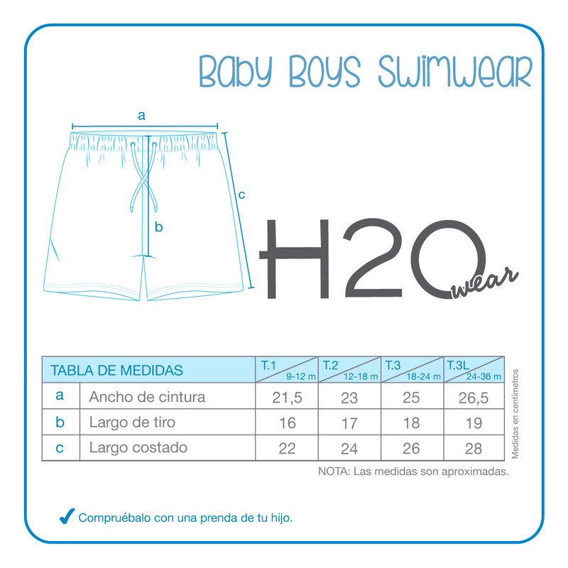 TRAJE DE BAÑO BEBE NIÑO SHORT H2O WEAR CELESTE EST. TIBURON - 3