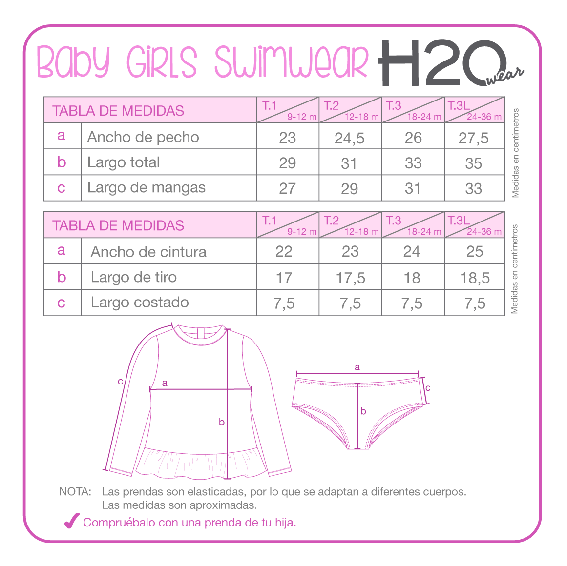 TRAJE DE BAÑO BEBE NIÑA SET UV50 M/LARGA H2O WEAR ROSADO - 5