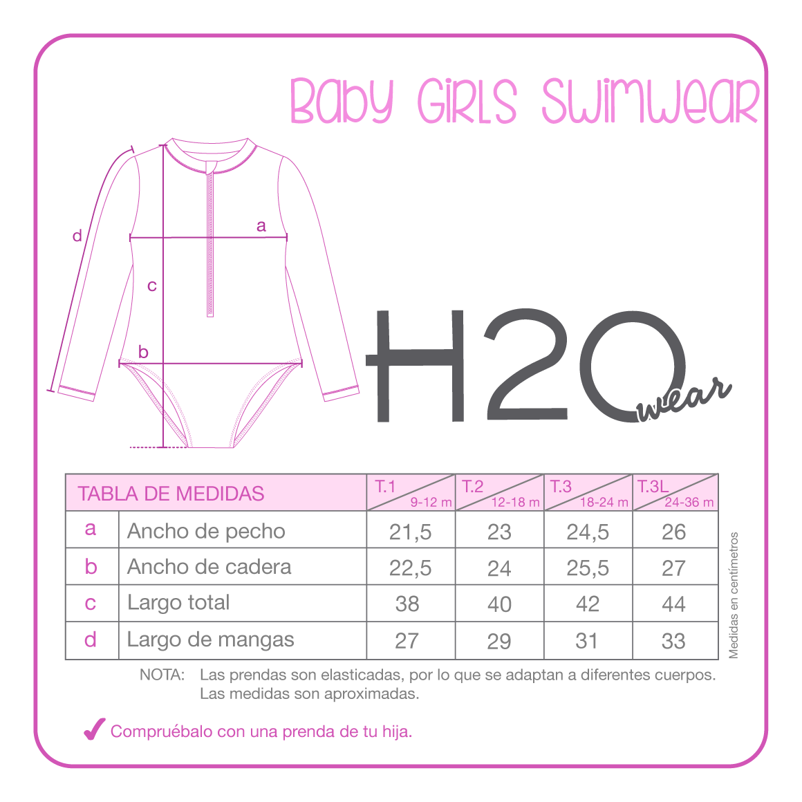 TRAJE DE BAÑO BEBE NIÑA ENTERO UV50 M/LARGA SUBLIMADO H2O WEAR - 5