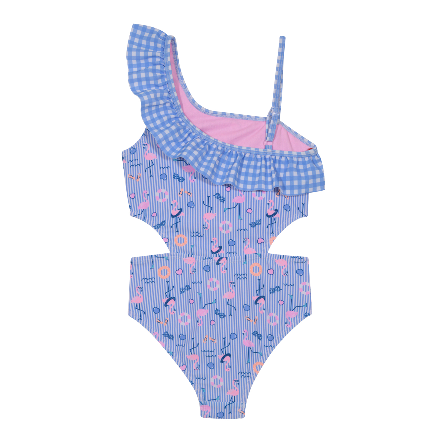 TRAJE DE BAÑO NIÑA 1 HOMBRO CUT OUT UV50 H2O WEAR CELESTE - 3