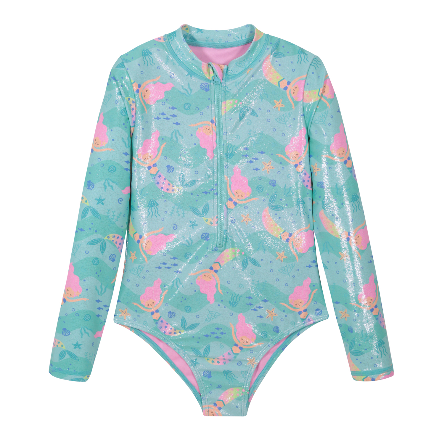 TRAJE DE BAÑO NIÑA M/LARGA UV50 H2O WEAR TURQUESA - 1