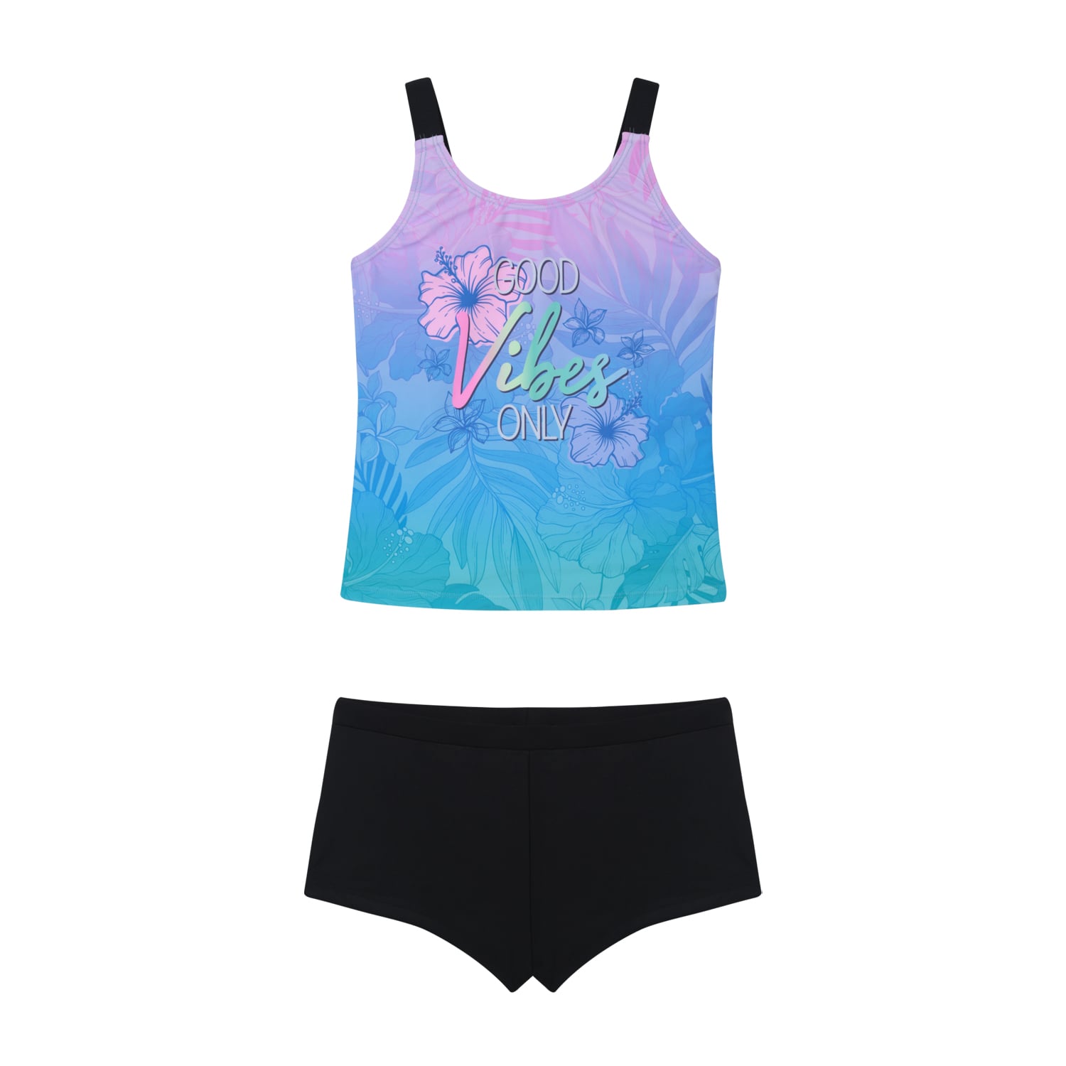 TRAJE DE BAÑO NIÑA TEENS TANKINI UV50 HOT PANT H2O WEAR NEGRO - 1