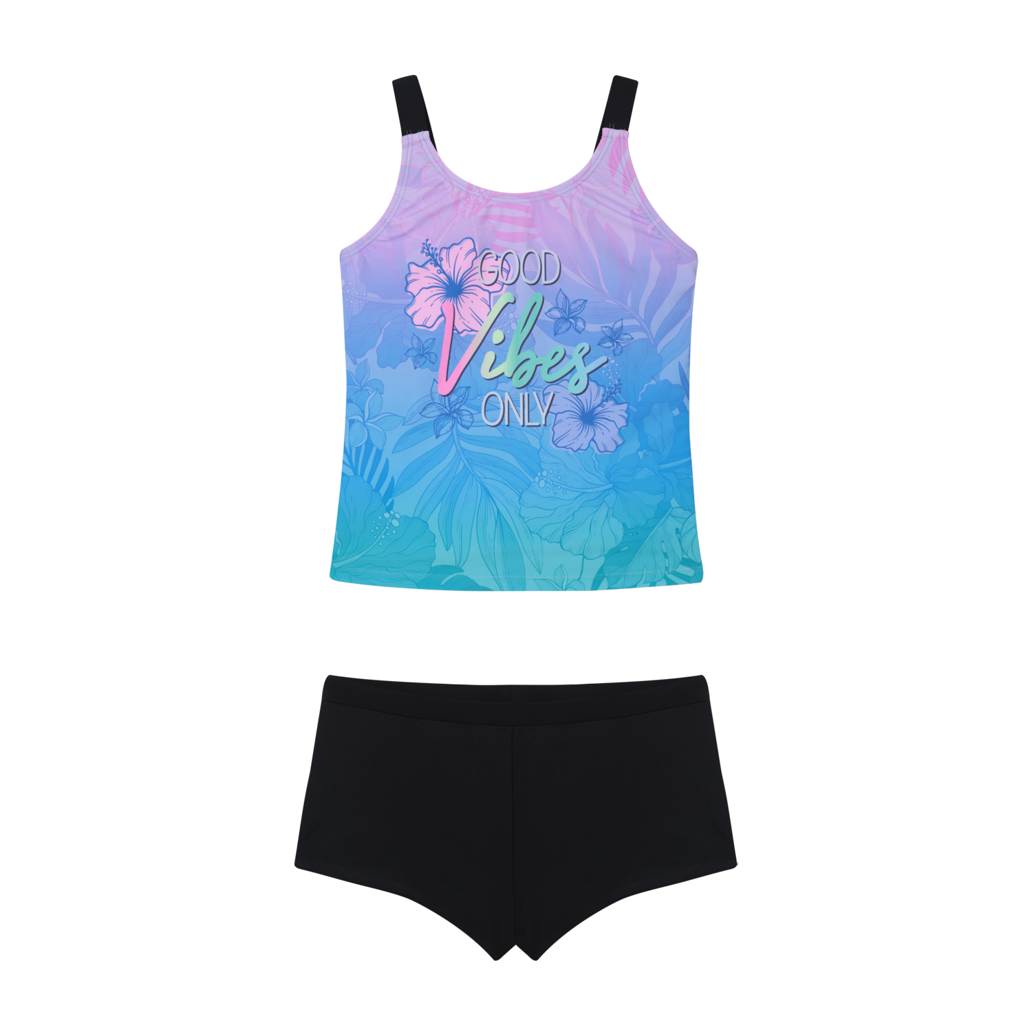 TRAJE DE BAÑO NIÑA TEENS TANKINI UV50 HOT PANT H2O WEAR NEGRO - 2