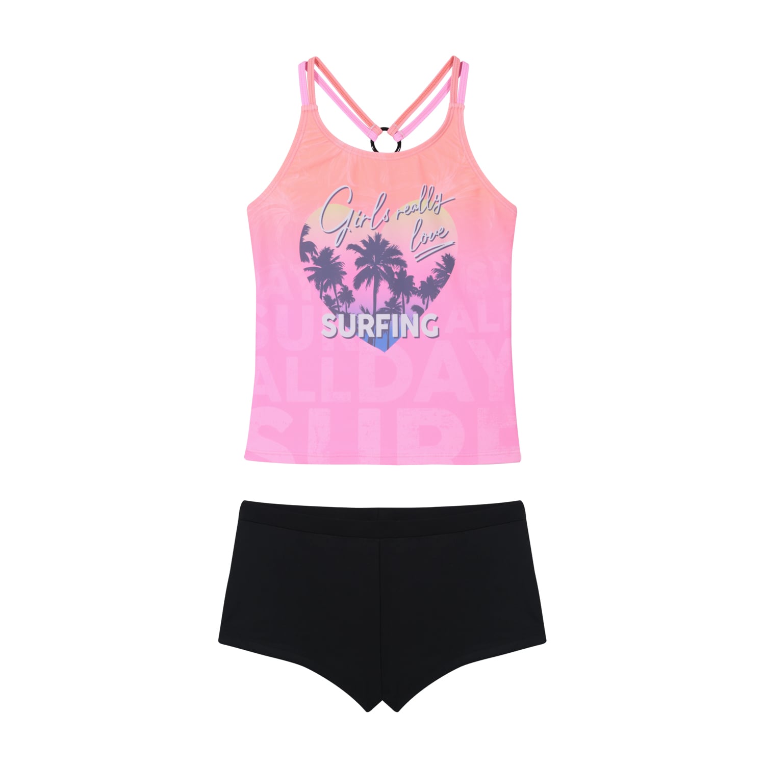 TRAJE DE BAÑO NIÑA TEENS TANKINI UV50 HOT PANT H2O WEAR ROSA - 1