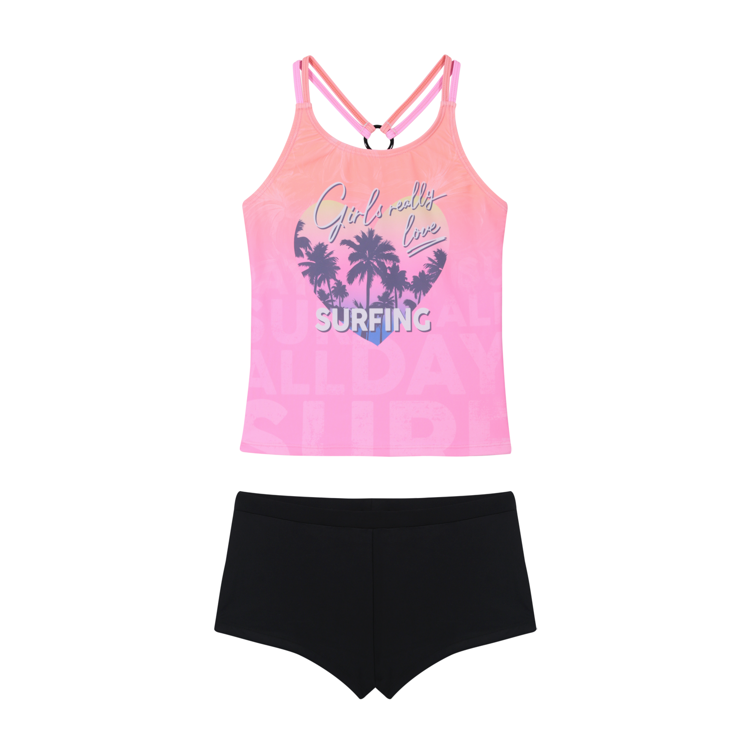 TRAJE DE BAÑO NIÑA TEENS TANKINI UV50 HOT PANT H2O WEAR ROSA - 2