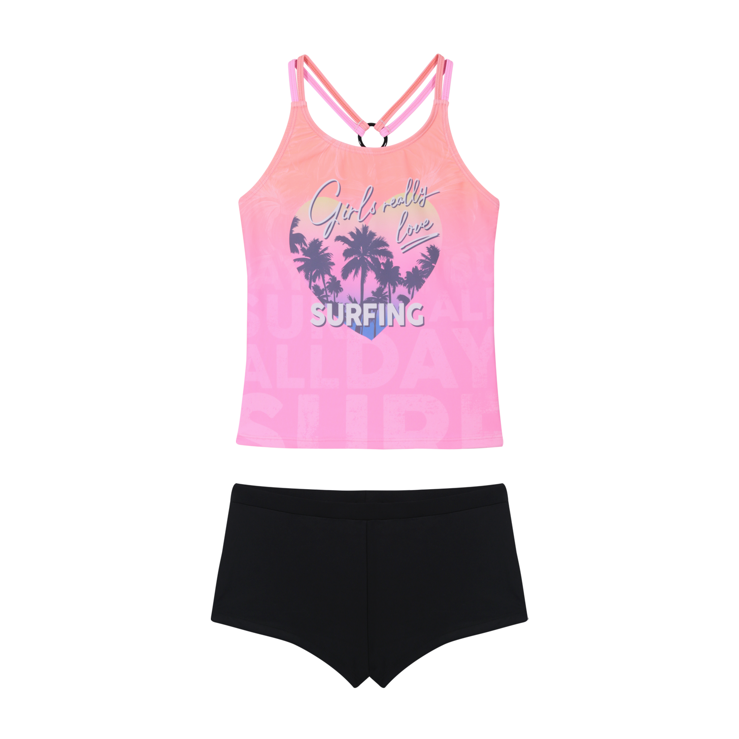 TRAJE DE BAÑO NIÑA TEENS TANKINI UV50 HOT PANT H2O WEAR ROSA - 2