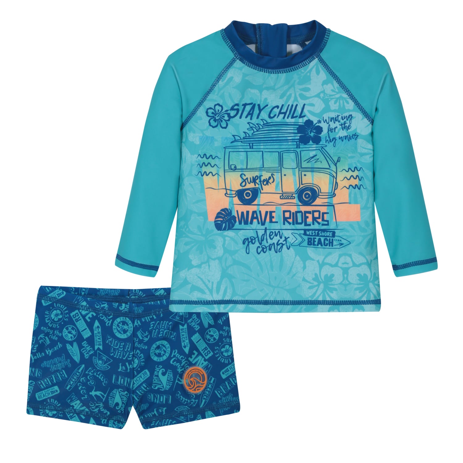 TRAJE DE BAÑO BEBE NIÑO SET UV50 M/LARGA HOT PANTS H2O WEAR - 1