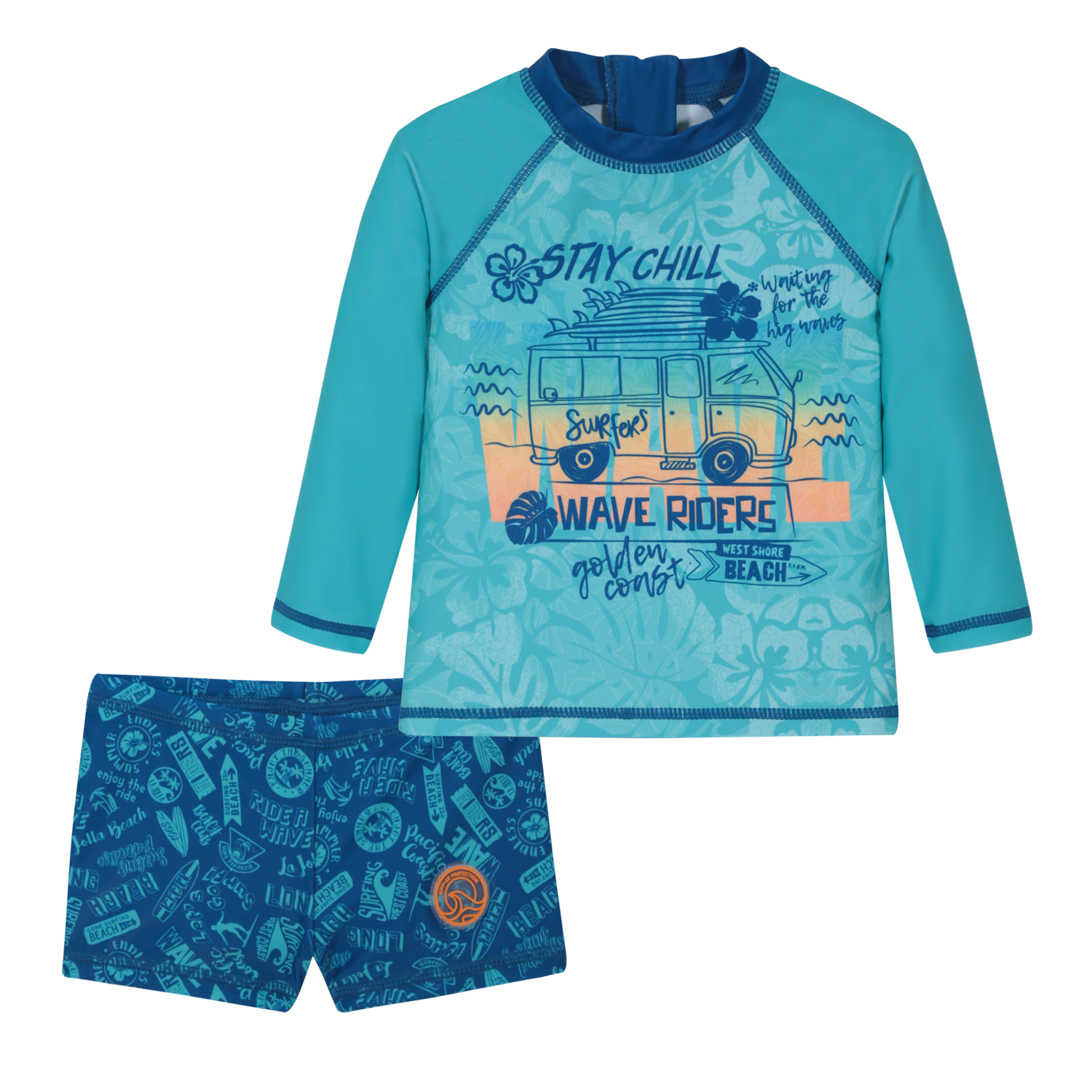 TRAJE DE BAÑO BEBE NIÑO SET UV50 M/LARGA HOT PANTS H2O WEAR - 2