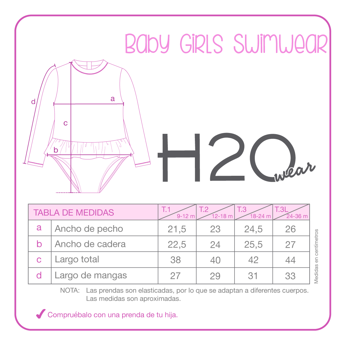 TRAJE DE BAÑO BEBE NIÑA ENTERO UV50 M/LARGA H2O WEAR CALIPSO - 4