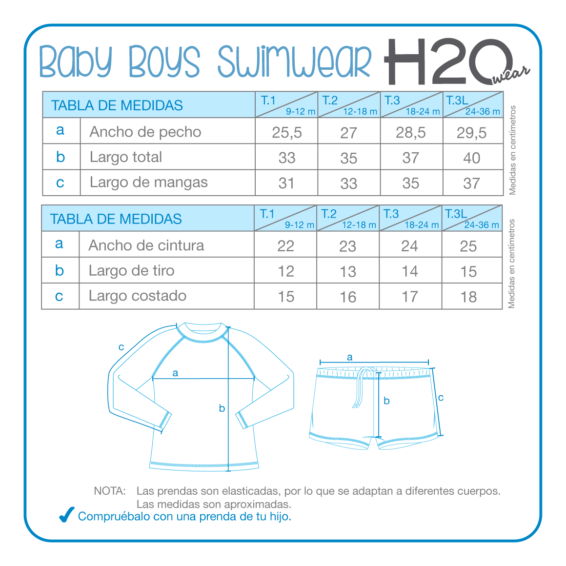 TRAJE DE BAÑO BEBE NIÑO SET UV50 M/LARGA HOT PANTS H2O WEAR - 4