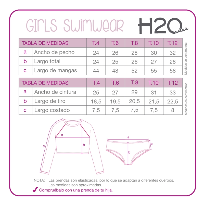 TRAJE DE BAÑO NIÑA TANKINI CROP TOP UV50 H2O WEAR FUCSIA - 4