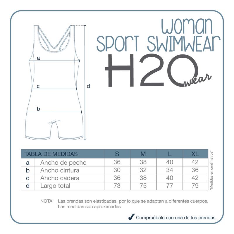 TRAJE DE BAÑO MUJER DEPORTIVO LARGO H2O WEAR NEGRO - 8
