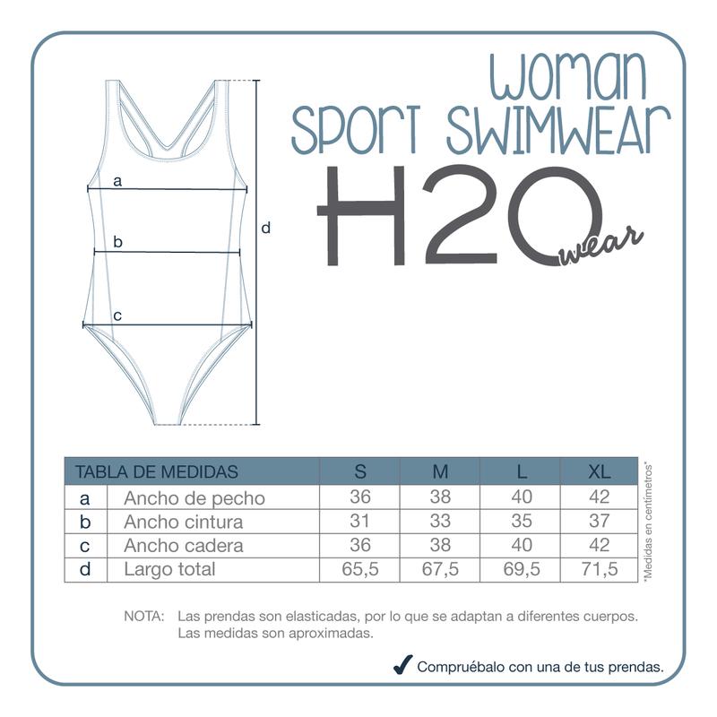 TRAJE DE BAÑO MUJER DEPORTIVO LARGO H2O WEAR NEGRO - 8