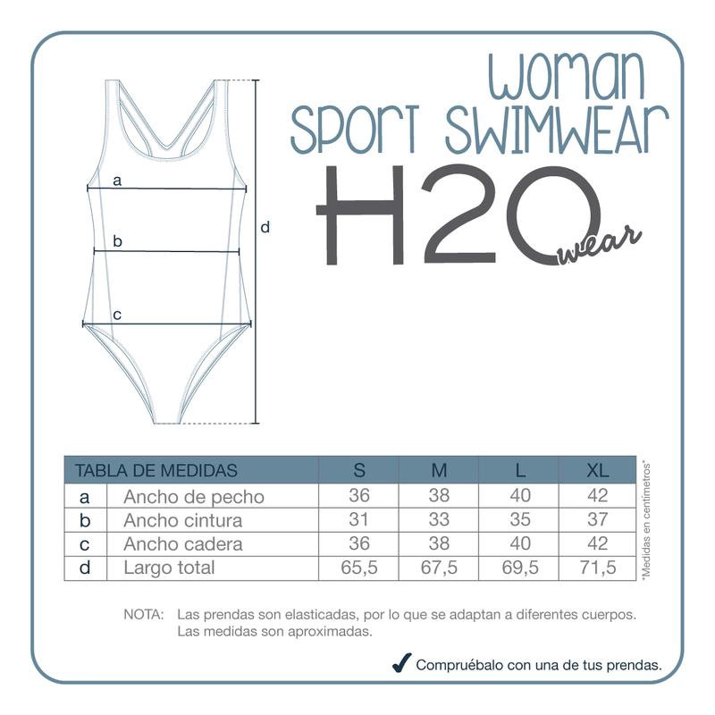TRAJE DE BAÑO MUJER DEPORTIVO LARGO H2O WEAR AZUL - 8
