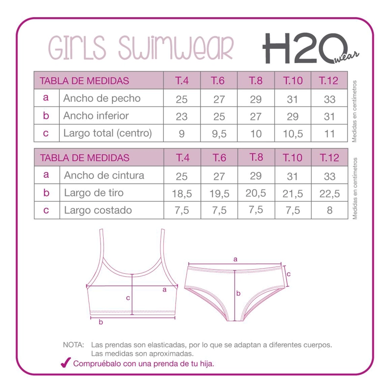 BIKINI UV50 NIÑA TOP VUELOS Y TIRANTES RECOGIDOS | H2O WEAR - 3
