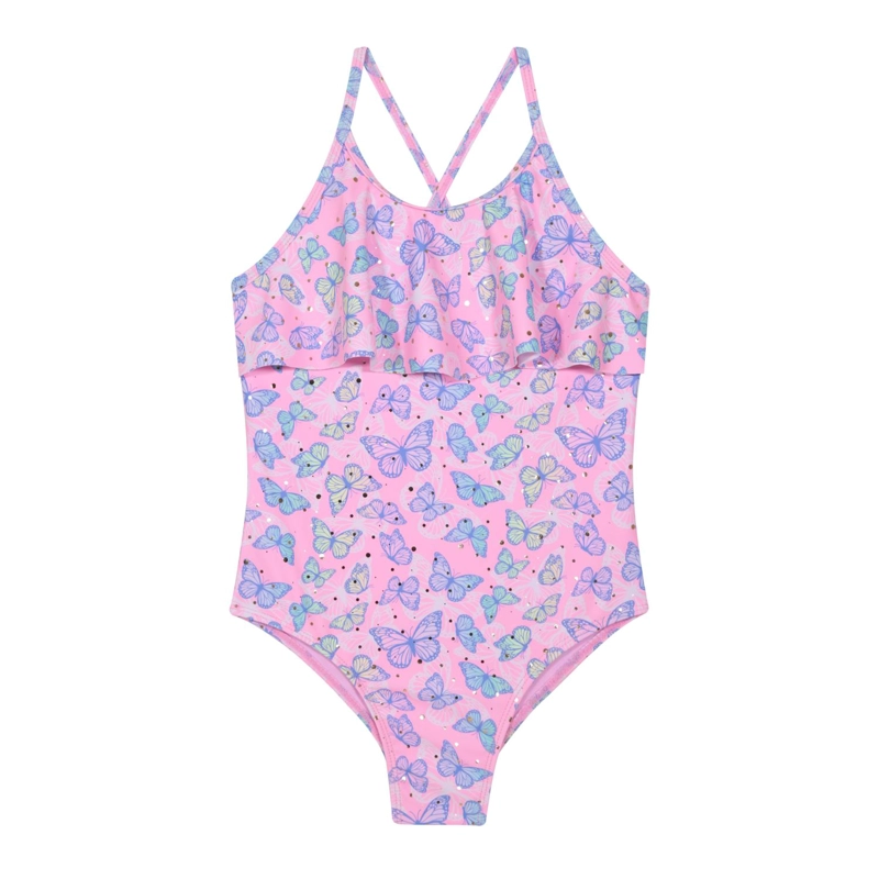 TRAJE DE BAÑO UV50 NIÑA PIPING Y VUELO FRONTAL | H2O WEAR - 1