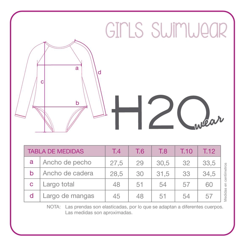 TRAJE DE BAÑO UV50 NIÑA AMARRA M.LARGA | H2O WEAR - 3