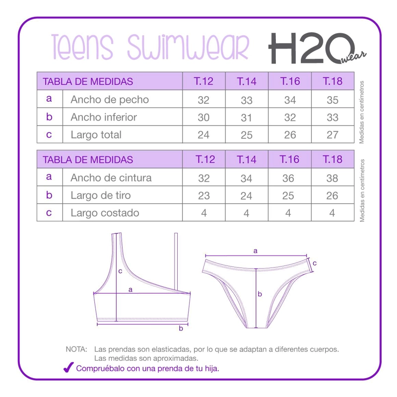 BIKINI UV50 TEENS NIÑA BANDEAU SUB Y LISO | H2O WEAR - 3
