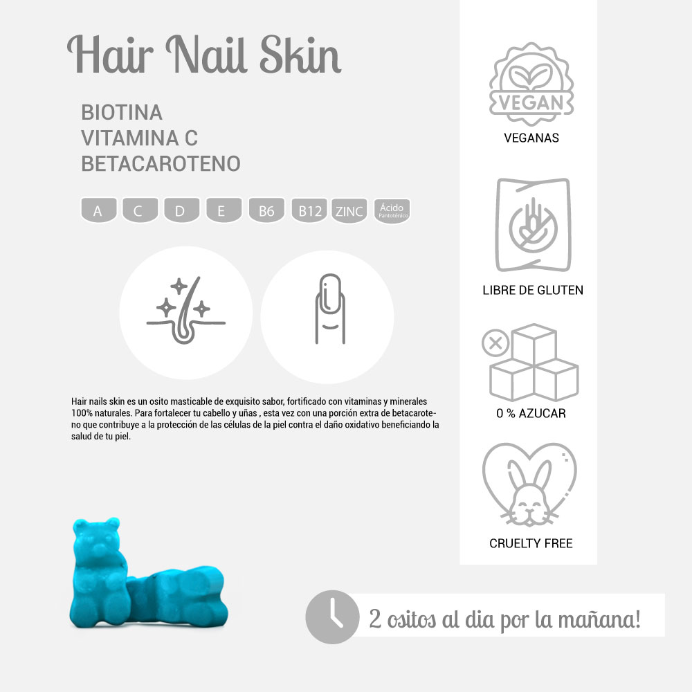 VITAMINAS PERFECT BEAR EL CABELLO HAIR NAIL & SKIN BIOTINA 2 MESES CAPSULAS BLANDAS - 3