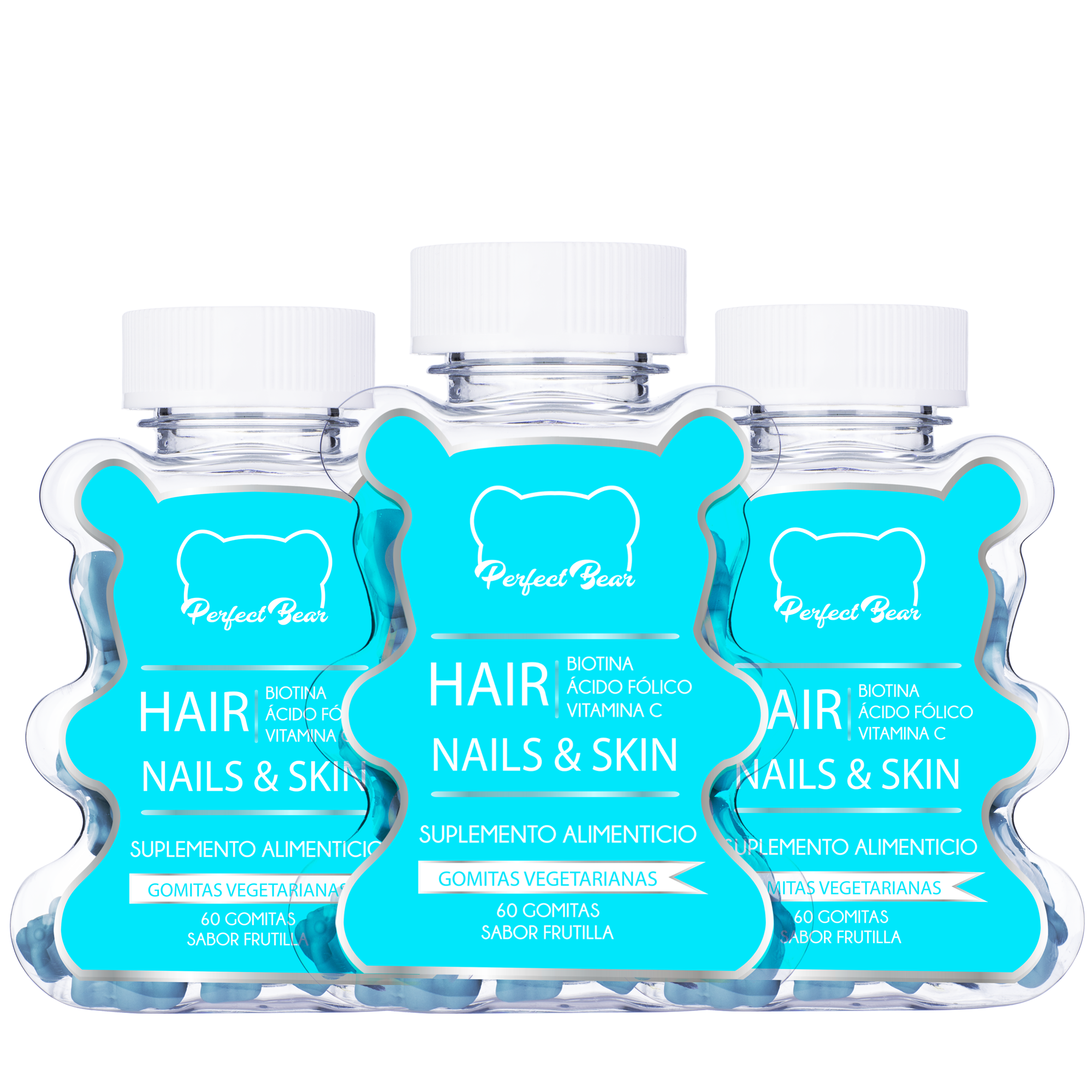 VITAMINAS PERFECT BEAR EL CABELLO HAIR NAIL & SKIN BIOTINA 3 MESES CAPSULAS BLANDAS - 1