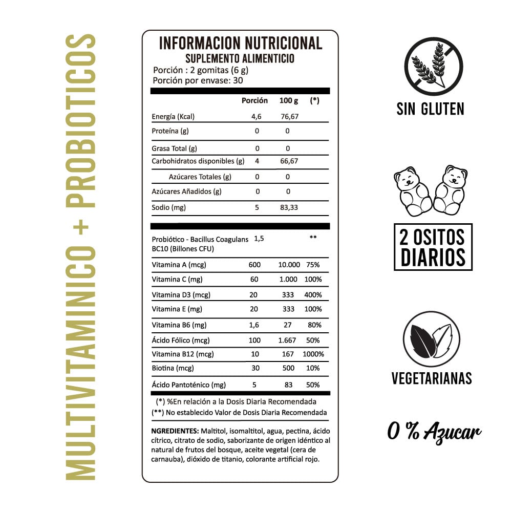 MULTIVITAMINICO PERFECT BEAR MAS PROBIOTICOS 3 MESES CAPSULAS BLANDAS - 2