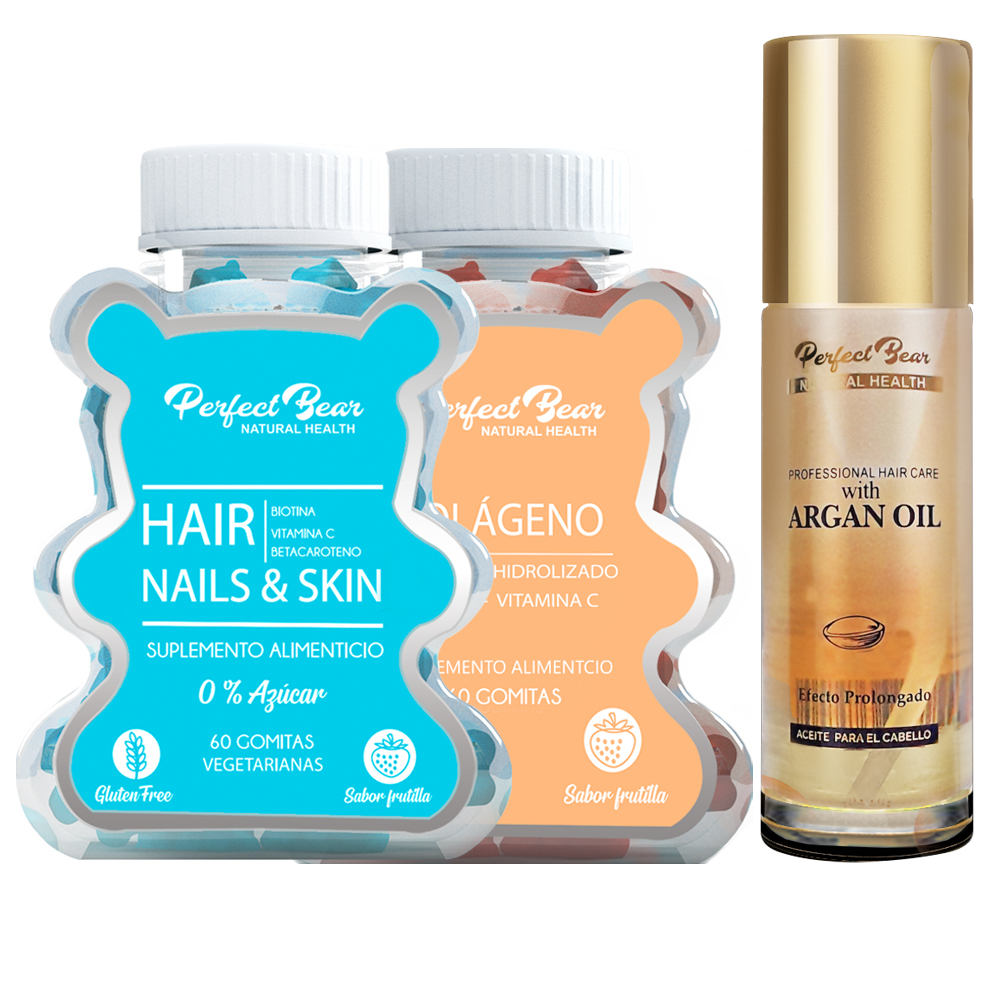 VITAMINAS PERFECT BEAR EL CABELLO CAPSULAS BLANDAS + COLAGENO HIDROLIZADO Y ACEITE ARGAN - 1