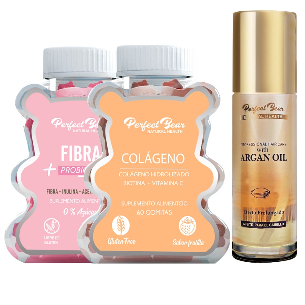 VITAMINAS PERFECT BEAR EL CABELLO CAPSULAS BLANDAS + FIBRA Y ACEITE ARGAN - 1
