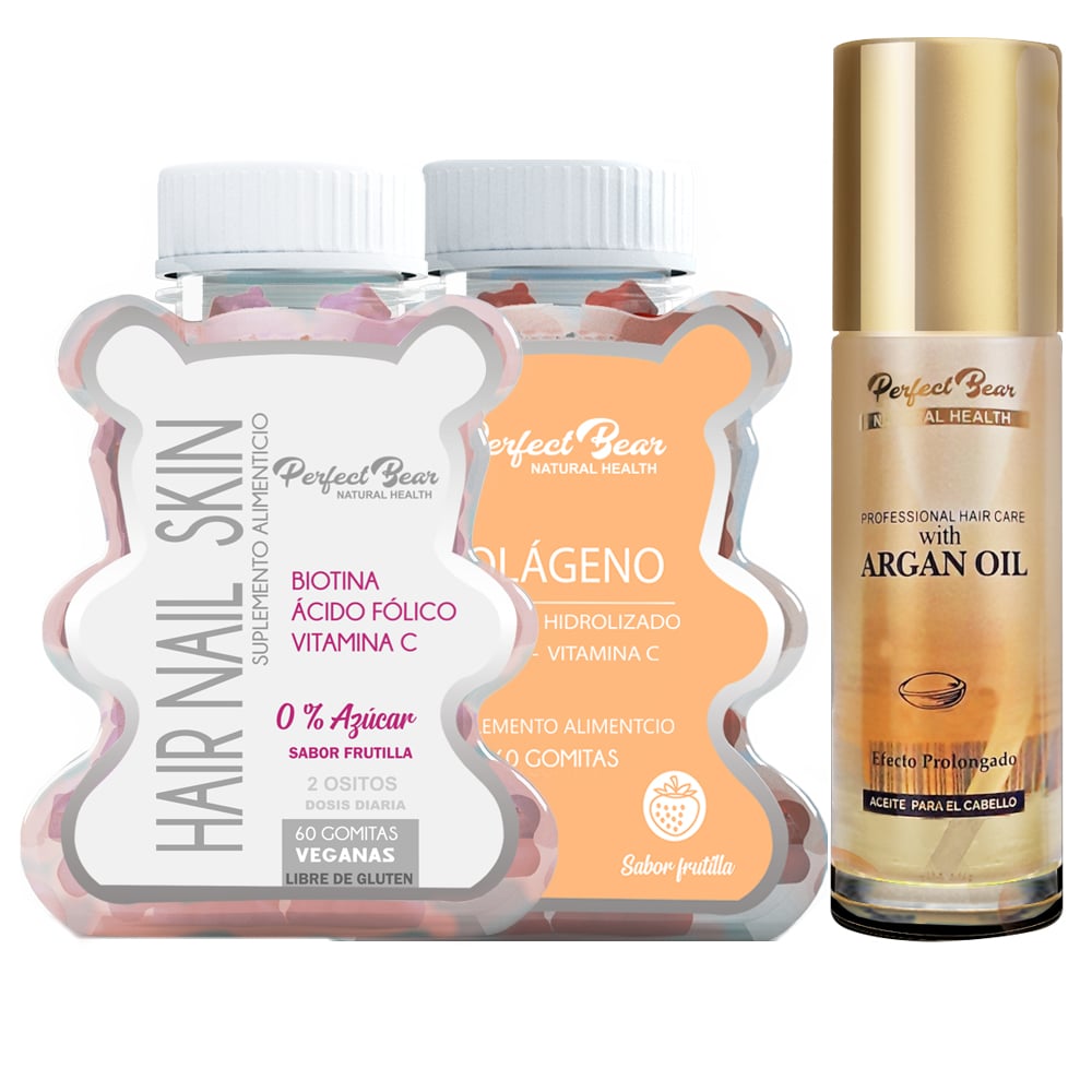 VITAMINAS PERFECT BEAR EL CABELLO 0 AZUCAR CAPSULAS BLANDAS + COLAGENO HIDROLIZADO Y ACEITE ARGAN - 1