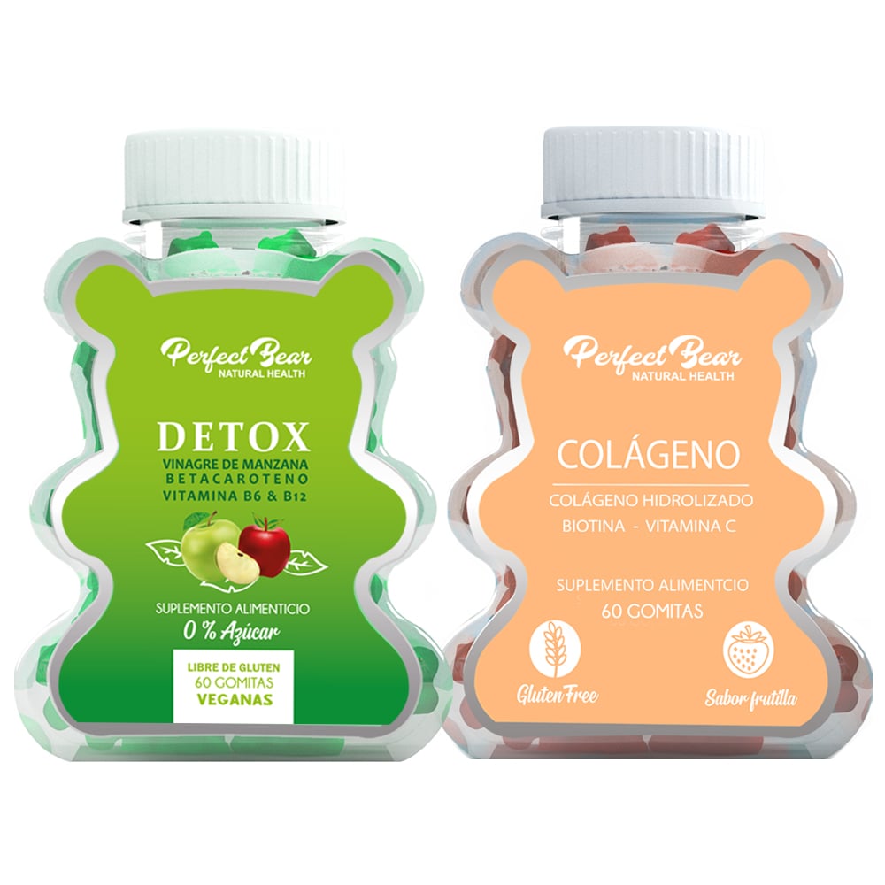 PACK SUPLEMENTOS PERFECT BEAR COLAGENO HIDROLIZADO CAPSULAS BLANDAS + VINAGRE MANZANA DETOX - 1
