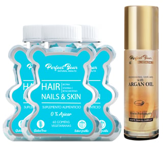 VITAMINAS PERFECT BEAR EL CABELLO HAIR NAIL & SKIN BIOTINA 3 MESES CAPSULAS BLANDAS + ACEITE ARGAN - 1