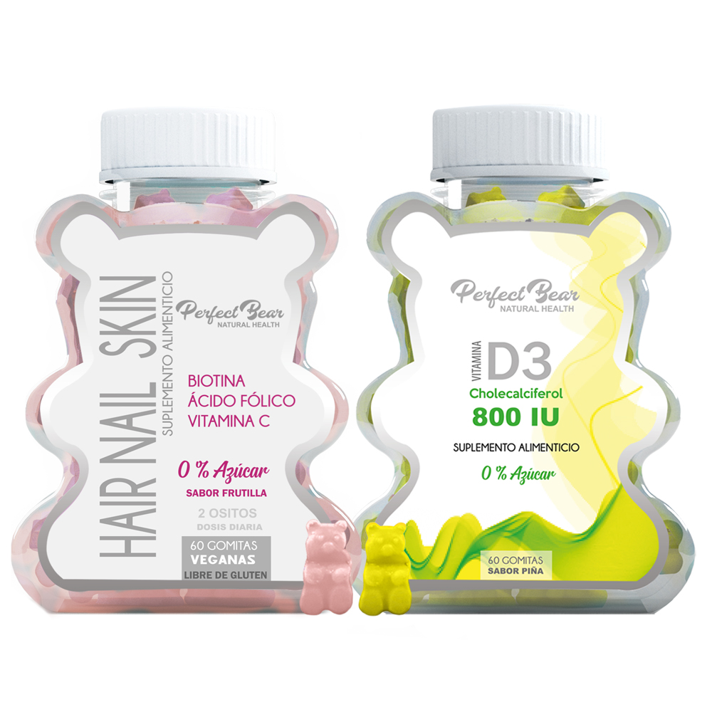 VITAMINAS PERFECT BEAR EL CABELLO HAIR NAIL & SKIN 0 % AZUCAR CAPSULAS BLANDAS + VITAMINA D3 - 1