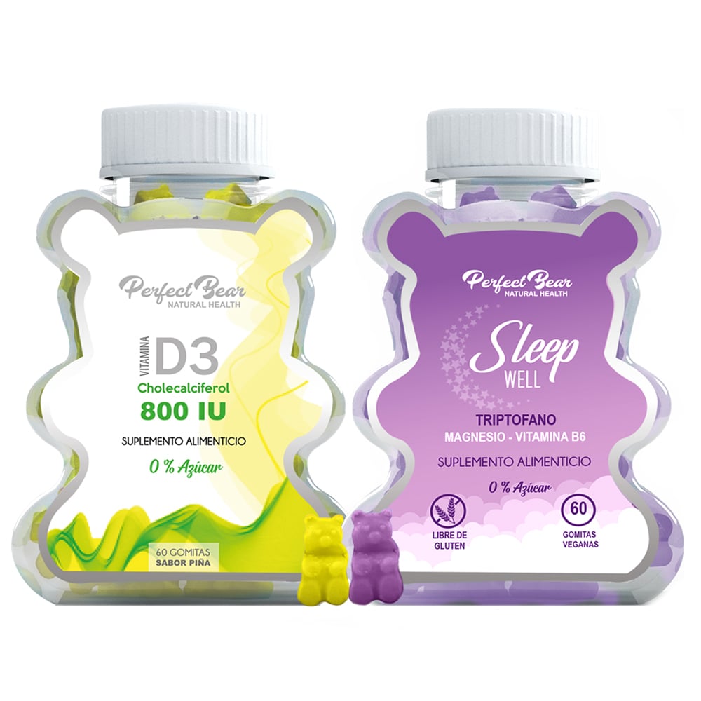 VITAMINA PERFECT BEAR D3 CAPSULAS BLANDAS + SLEEP WELL L-TRIPTOFANO - 1