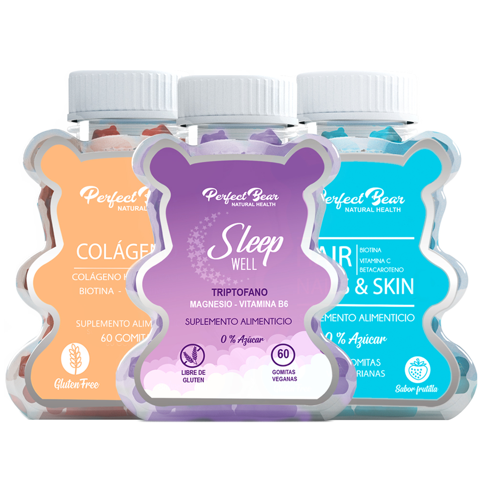 VITAMINAS PERFECT BEAR EL CABELLO CAPSULAS BLANDAS + COLAGENGO HIDROLIZADO + DORMIR - 1