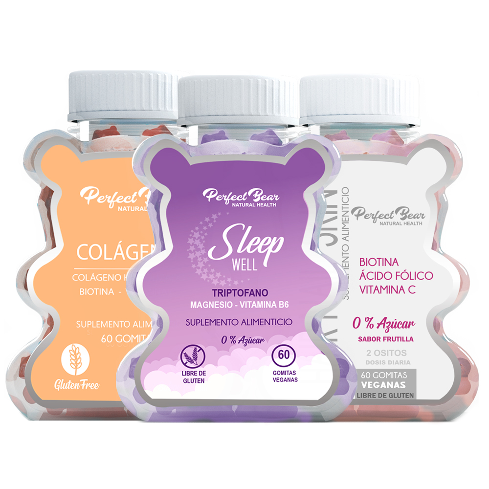 VITAMINAS PERFECT BEAR EL CABELLO 0 AZUCAR CAPSULAS BLANDAS + COLAGENGO HIDROLIZADO + DORMIR - 1