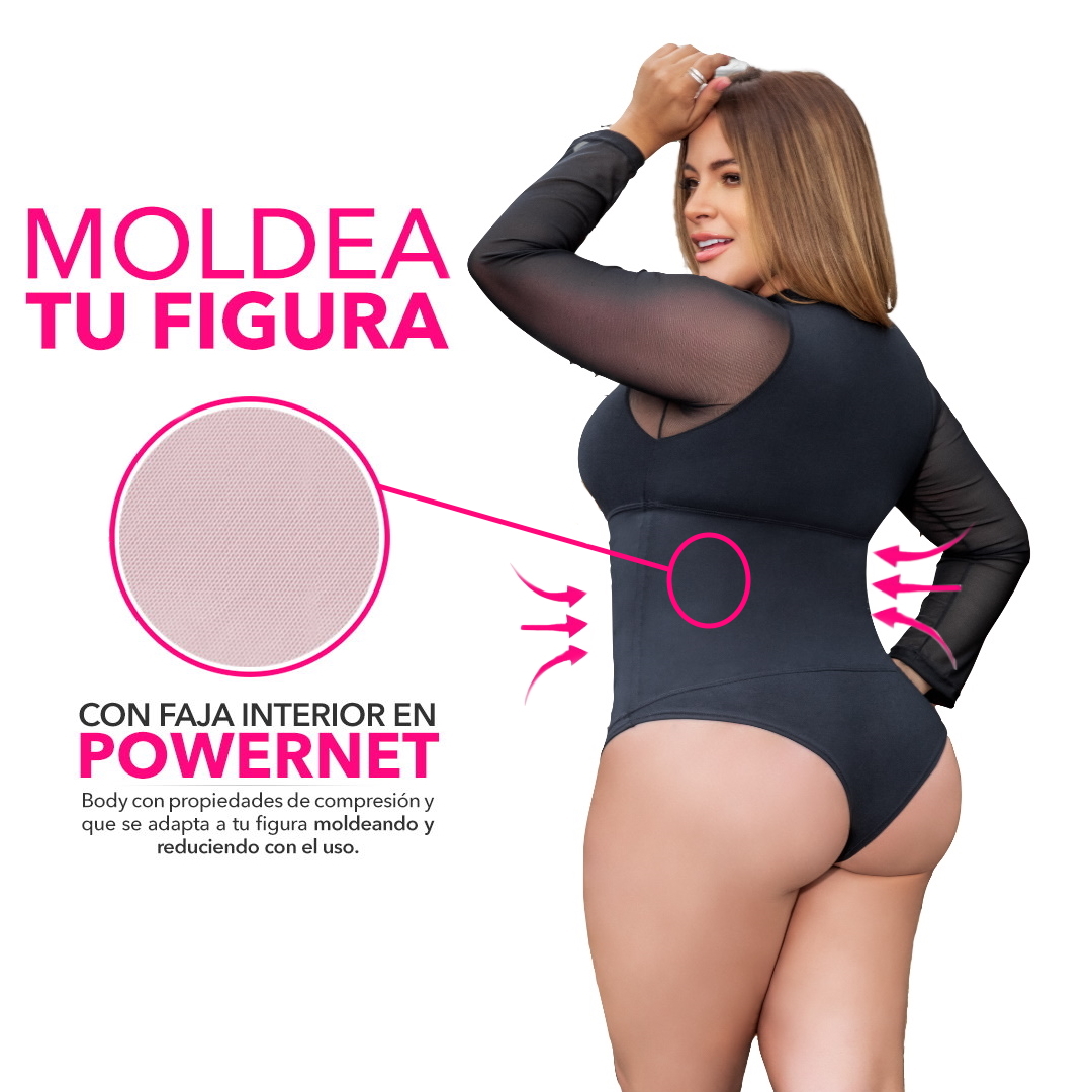 BODY MUJER BELLEZA EXPRESS LATINA 12656-R1 COLOMBIANO CON FAJA ABDOMINAL - 3