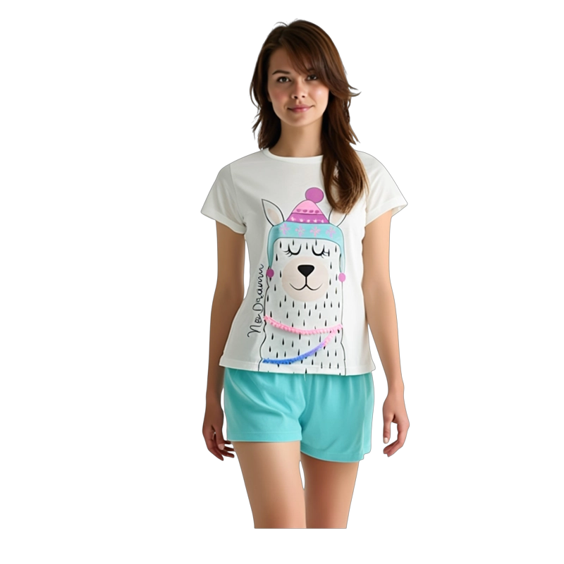 PIJAMA MUJER BELLEZA EXPRESS LATINA 28884-R4 EN POLIALGODÓN COLOMBIANA LLAMA - 1