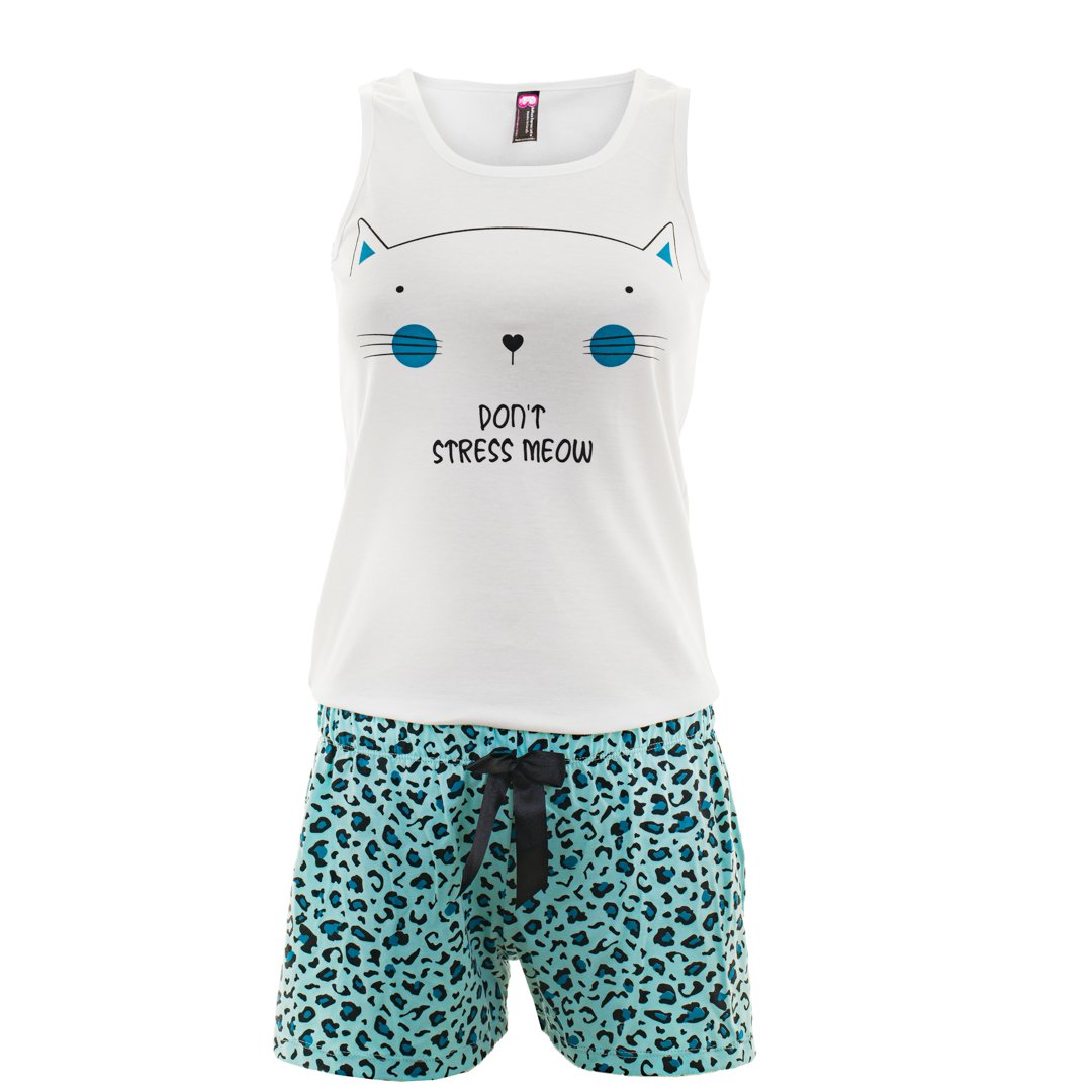PIJAMA MUJER BELLEZA EXPRESS LATINA 28885-R4 EN POLIALGODÓN GATO DONTSTRESS - 1
