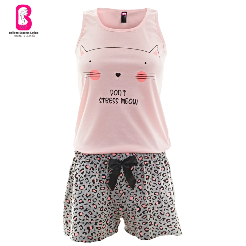 PIJAMA MUJER BELLEZA EXPRESS LATINA 28885-R4 EN POLIALGODÓN GATO DONTSTRESS - 3