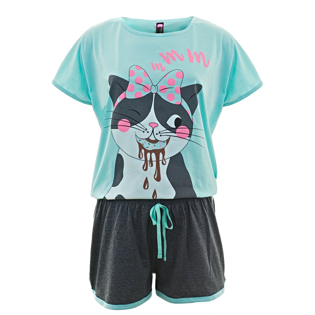 PIJAMA MUJER BELLEZA EXPRESS LATINA 28886-R4 POLIALGODÓN COLOMBIANA GATO DONA - 1