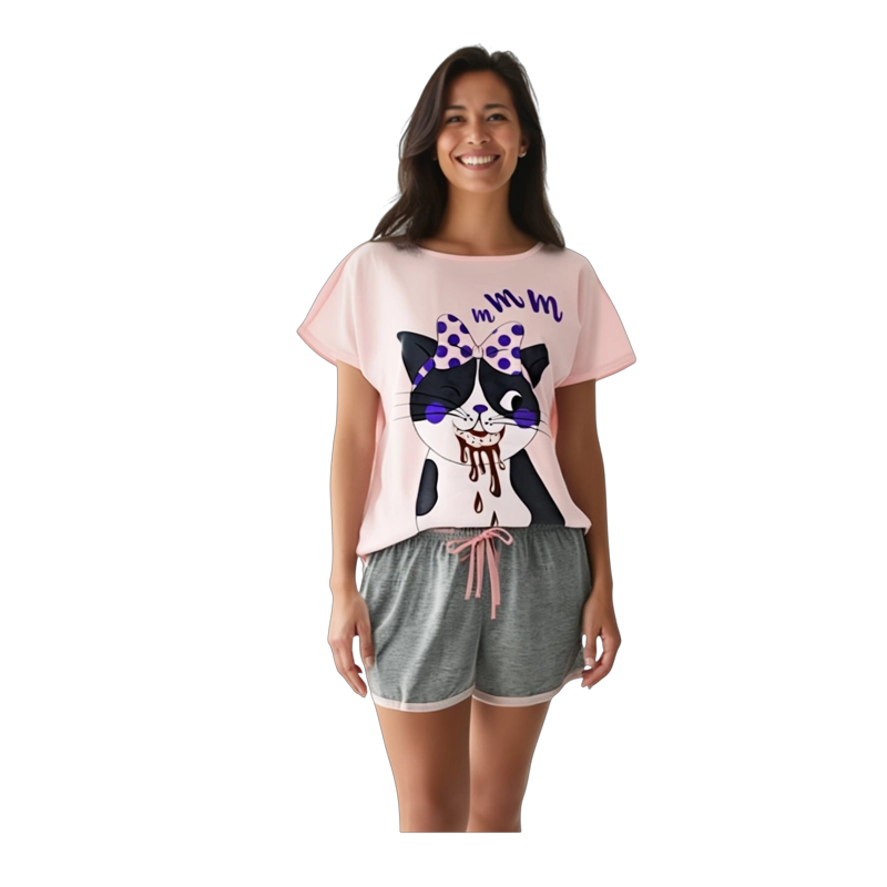 PIJAMA MUJER BELLEZA EXPRESS LATINA 28886-R4 POLIALGODÓN COLOMBIANA GATO DONA - 1