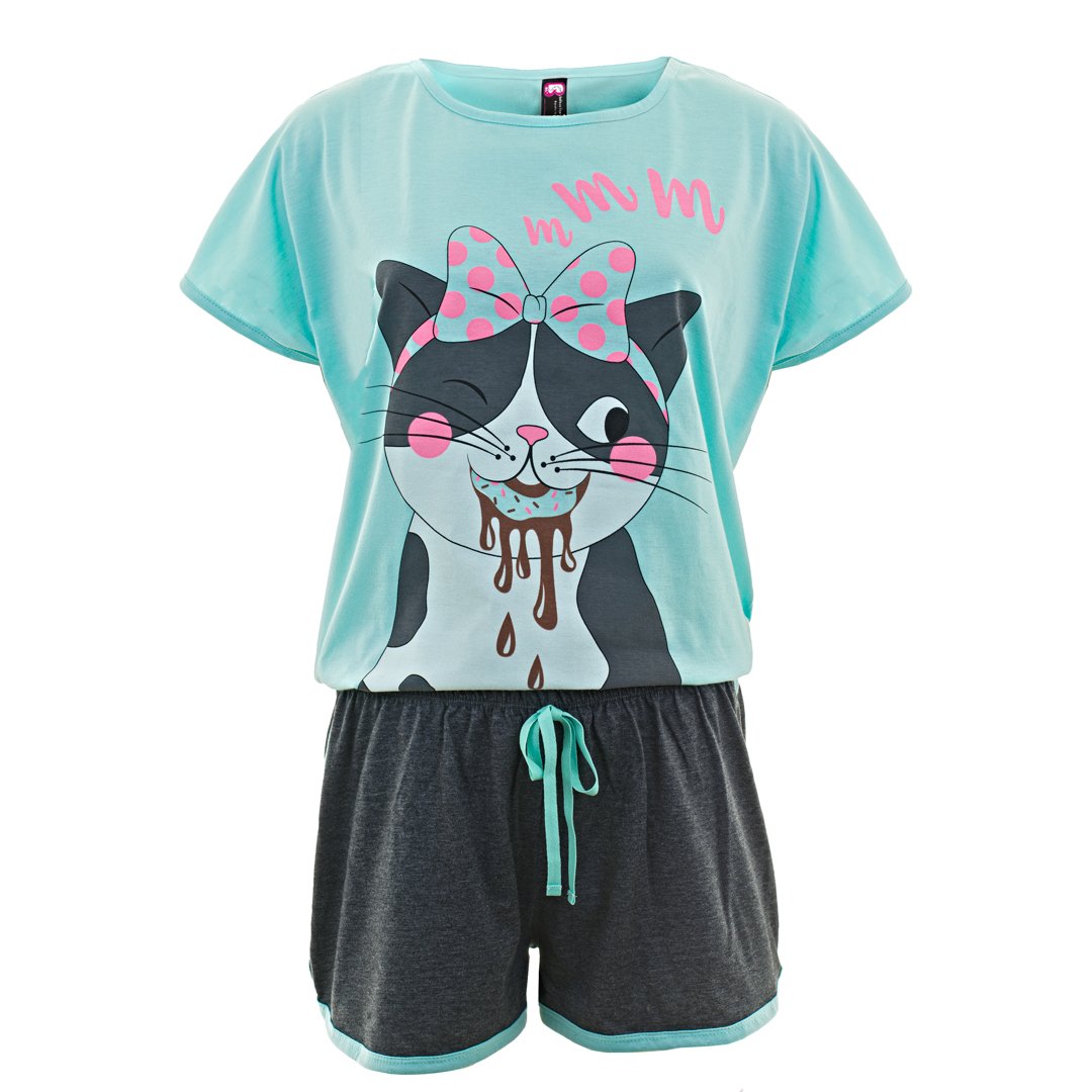 PIJAMA MUJER BELLEZA EXPRESS LATINA 28886-R4 POLIALGODÓN COLOMBIANA GATO DONA - 1